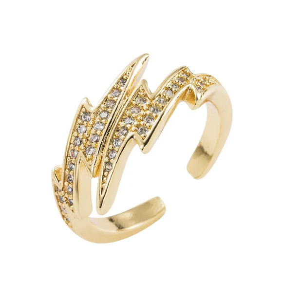 Fashion Copper-Plated 18k Gold Micro-Set Zircon Geometric Tail Ring