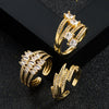 Fashion Copper-Plated 18k Gold Micro-Set Zircon Geometric Tail Ring