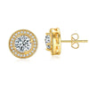 Fashion Copper Round Flower Zircon Earrings With Diamond Look Natural Style Creative Jewelry For Women