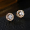 Fashion Copper Round Flower Zircon Earrings With Diamond Look Natural Style Creative Jewelry For Women