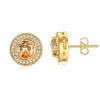 Fashion Copper Round Flower Zircon Earrings With Diamond Look Natural Style Creative Jewelry For Women