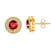Fashion Copper Round Flower Zircon Earrings With Diamond Look Natural Style Creative Jewelry For Women