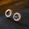 Fashion Copper Round Flower Zircon Earrings With Diamond Look Natural Style Creative Jewelry For Women