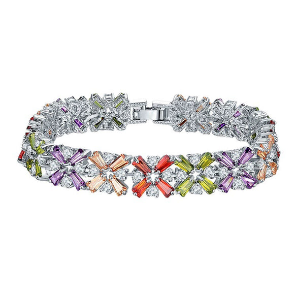 Fashion Copper Zirconia Flower Bracelet Full Zircon Casual Bracelet For Women And Couples