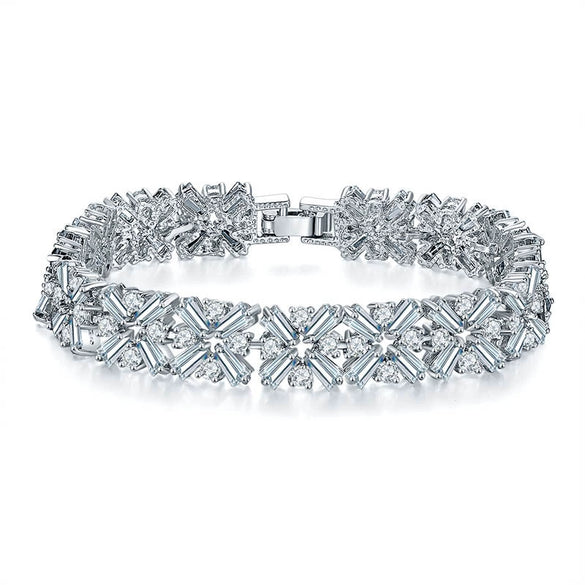 Fashion Copper Zirconia Flower Bracelet Full Zircon Casual Bracelet For Women And Couples