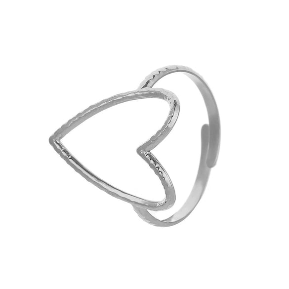 Fashion Creative Adjustable Hollow Heart Ring In Alloy With Electroplating For Women Simple Cold Style And All Match
