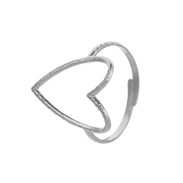 Fashion Creative Adjustable Hollow Heart Ring In Alloy With Electroplating For Women Simple Cold Style And All Match