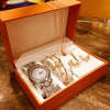Fashion Creative Alloy Stainless Steel Round Watch And Bracelet Earrings Necklace Set For Female