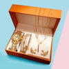 Fashion Creative Alloy Stainless Steel Round Watch And Bracelet Earrings Necklace Set For Female
