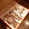 Fashion Creative Alloy Stainless Steel Round Watch And Bracelet Earrings Necklace Set For Female