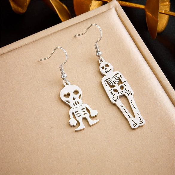 Fashion Creative Asymmetrical Zombie Stainless Steel Pendant Jewelry Earrings With Electroplating For Women