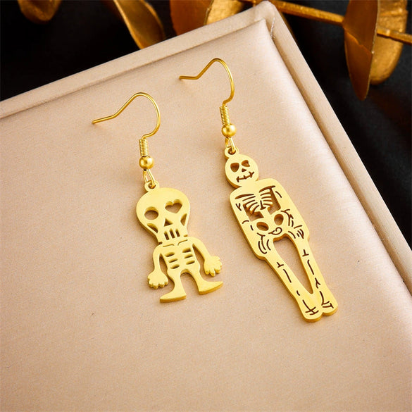 Fashion Creative Asymmetrical Zombie Stainless Steel Pendant Jewelry Earrings With Electroplating For Women