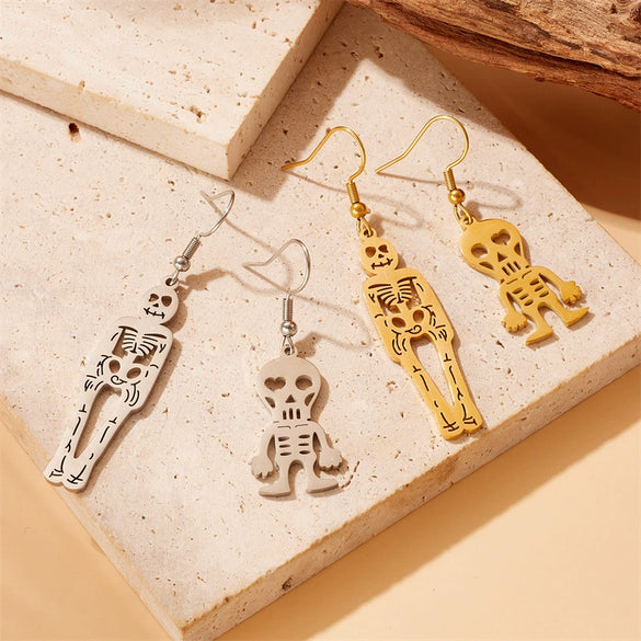 Fashion Creative Asymmetrical Zombie Stainless Steel Pendant Jewelry Earrings With Electroplating For Women