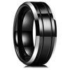 Fashion Creative Black Double Slot Smooth Stainless Steel Ring