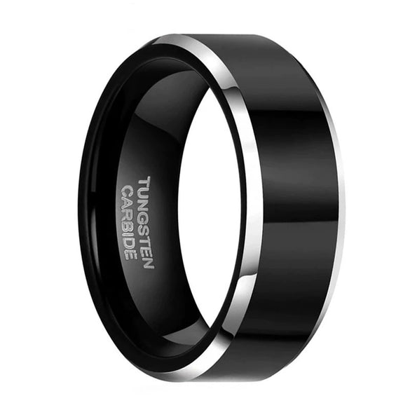 Fashion Creative Black White Edge Men's Stainless Steel Ring