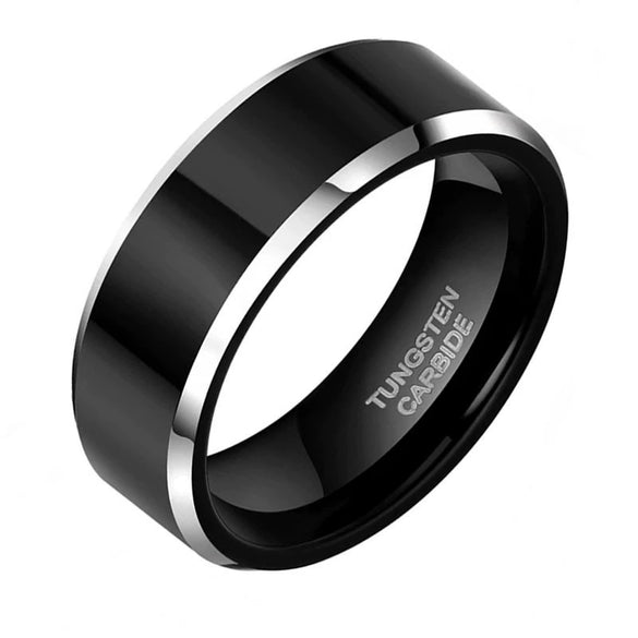 Fashion Creative Black White Edge Men's Stainless Steel Ring