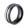 Fashion Creative Black White Surface Groove Ring Stainless Steel Jewelry