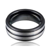 Fashion Creative Black White Surface Groove Ring Stainless Steel Jewelry