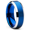 Fashion Creative Blue Bevel Stainless Steel Ring