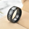 Fashion Creative Carbon Fiber Dragon Pattern Stainless Steel Ring