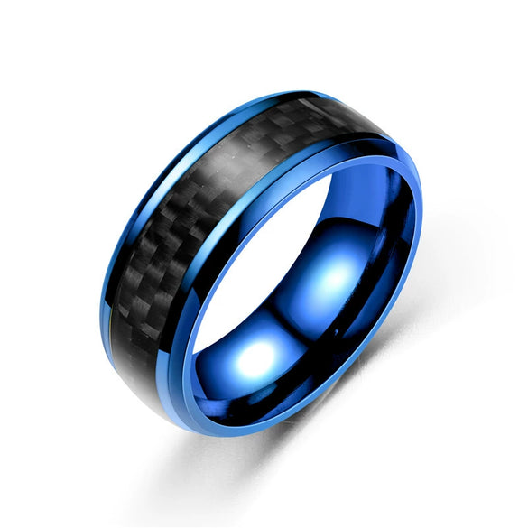 Fashion Creative Carbon Fiber Patch Stainless Steel Ring