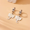 Fashion Creative Cartoon Animal Elephant Head Pendant Stainless Steel Gold Plated Earrings