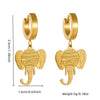 Fashion Creative Cartoon Animal Elephant Head Pendant Stainless Steel Gold Plated Earrings