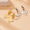 Fashion Creative Cartoon Animal Elephant Head Pendant Stainless Steel Gold Plated Earrings