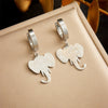 Fashion Creative Cartoon Animal Elephant Head Pendant Stainless Steel Gold Plated Earrings