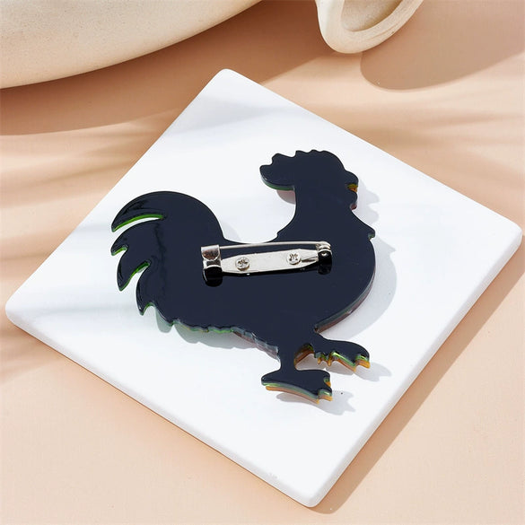 Fashion Creative Cartoon Contrast Color Cock Acrylic Animal Brooch With Zodiac Printing