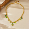 Fashion Creative Cartoon Fruit Avocado Pendant Stainless Steel Goldplated Necklace With O Word Chain