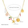 Fashion Creative Cartoon Fruit Cherry Pendant With Dripping Oil Love Eyes Starfish On Stainless Steel Box Chain Ladies Necklace Electroplated