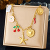 Fashion Creative Cartoon Fruit Cherry Pendant With Dripping Oil Love Eyes Starfish On Stainless Steel Box Chain Ladies Necklace Electroplated