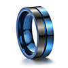 Fashion Creative Classic Black And Blue Stitching Stainless Steel Ring