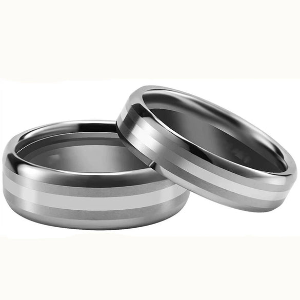 Fashion Creative Couple Ring Silver Beveled Stainless Steel Ring