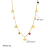 Fashion Creative Cut Color Beaded Oval Hollow Eye Titanium Steel Chain Necklace With Geometric Pattern And Electroplating Treatment