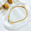 Fashion Creative Double Layer Stacked Color Love Titanium Steel Necklace With Geometric Pattern And Electroplating Treatment
