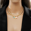 Fashion Creative Double Layer Stacked Color Love Titanium Steel Necklace With Geometric Pattern And Electroplating Treatment