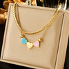 Fashion Creative Double Layer Stacked Color Love Titanium Steel Necklace With Geometric Pattern And Electroplating Treatment