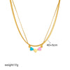 Fashion Creative Double Layer Stacked Color Love Titanium Steel Necklace With Geometric Pattern And Electroplating Treatment