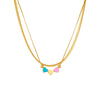 Fashion Creative Double Layer Stacked Color Love Titanium Steel Necklace With Geometric Pattern And Electroplating Treatment