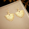 Fashion Creative Fan Shaped Gold Plated Stainless Steel Palm Tree Pendant Earrings For Women