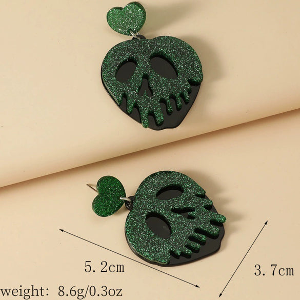 Fashion Creative Funny Acrylic Heart Shaped Pendant Hollow Skull Earrings Retro Trend Statement Earrings