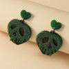 Fashion Creative Funny Acrylic Heart Shaped Pendant Hollow Skull Earrings Retro Trend Statement Earrings
