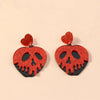 Fashion Creative Funny Acrylic Heart Shaped Pendant Hollow Skull Earrings Retro Trend Statement Earrings