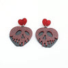 Fashion Creative Funny Acrylic Heart Shaped Pendant Hollow Skull Earrings Retro Trend Statement Earrings