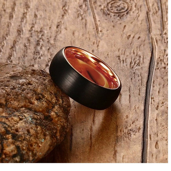Fashion Creative Gold Black Double Color Stainless Steel Ring
