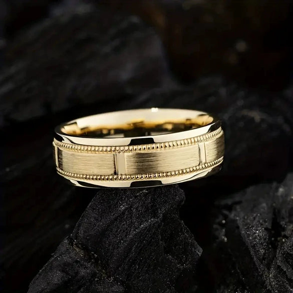 Fashion Creative Gold Stainless Steel Ring With Geometric Style And Electroplating Treatment
