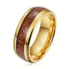 Fashion Creative Golden Wood Grain Oil Dripping Stainless Steel Ring Jewelry
