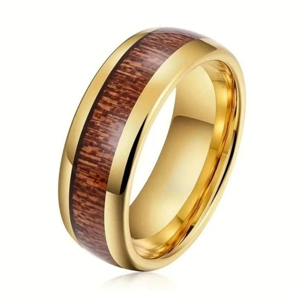 Fashion Creative Golden Wood Grain Oil Dripping Stainless Steel Ring Jewelry